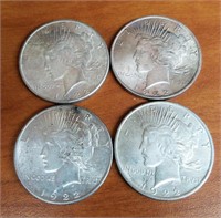 4- 1922 Peace Silver Dollars
