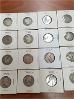 16 Silver Quarters. Barber, Walking Liberty, Wash