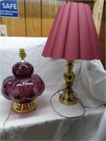 Purple Colored Lamp Base & Gold Colored Lamp
