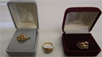3 Gold Plated Rings -  Sizes 9 1/2 & (2) 9 3/4