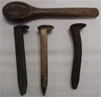 Wood Lay-z Boy Wrench & 3 Railroad Spikes