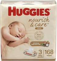 Huggies Nourish & Care Baby Wipes 3 Pack