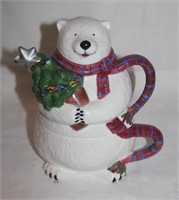Pfaltzgraff Ceramic Holiday Polar Bear Tea Pot & C
