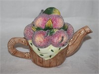 Garden Ridge Ceramic Tea Pot w Apple Basket Design