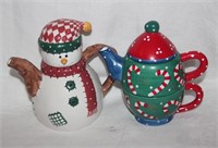 Ceramic Bella Casa Holiday Themed Tea Pots Snowman