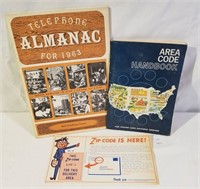 1963 Telephone Almanac, Zip Post Card, Area Code H