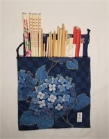 Chopstick Collection in Silk Bag w Florals w Bonus