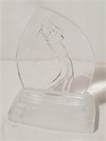 Pressed Glass Golfer Trophy Figurine w Frosted Gla