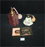 Avon Topaz Perfume Solid, Pink Atomizer, & Ceramic