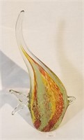 Art Glass 'Fish Diving' Sculpture w Multi-Colored