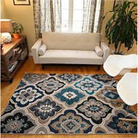 Mcelrath Power Loom Blue/Brn/Ivory Rug 8.5"x12.4'