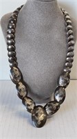 SIGNED STERLING SILVER NAVAJO PILLOW BEAD NECKLACE
