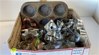 LARGE LOT VINTAGE COOKIE CUTTERS & 2 MUFFIN TINS