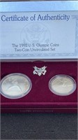 1992 UNC. OLYMPIC TWO COIN SET