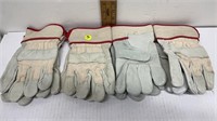 NEW 4 PAIR OF LEATHER WORK GLOVES SIZE SMALL