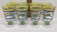 8PC HANDPAINTED DRINKING GLASSES 6IN TALL