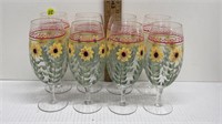 8PC HANDPAINTED DRINKING GLASSES 8IN TALL
