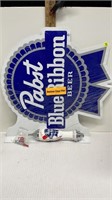 22X22 PABST BLUE RIBBON METAL SIGN & 12IN BEER TAP