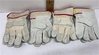 NEW 4 PAIR LEATHER WORK GLOVES SIZE SMALL