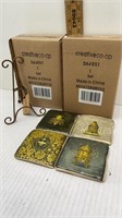 NEW 3 SETS OF 4PC CERAMIC COASTERS W/ STANDS