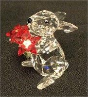 Swarovski Crystal Rabbit with Poinsettia