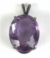 Coin Silver ".900" Pendant with Amethyst Stone