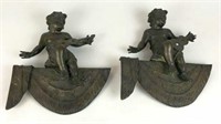 Pair of Cast Bronze Cherubs Ormlu Pediments