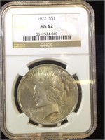 1922 NGC MS62 Silver Peace Dollar