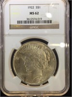 1922 NGC MS62 Silver Peace Dollar
