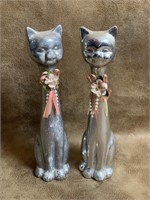 Two Vintage Cat Statues 9" tall;