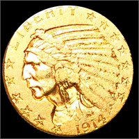 1914-S $5 Gold Half Eagle NEARLY UNCIRCULATED
