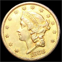 1868 $20 Gold Double Eagle NEARLY UNC