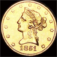 1851-O $10 Gold Eagle CLOSELY UNCIRCULATED