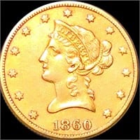 1860 $10 Gold Eagle CLOSELY UNCIRCULATED