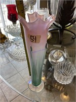 Satin carnival glass vase