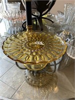 Amber cake plate and candle holder