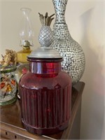 Ruby red pineapple canister