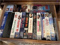 Drawer full of VHS tapes