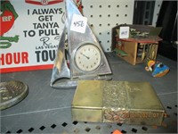 Vtg. Trinket Box & Metal Sailboat Clock(missing
