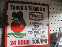 Porcelain Tanya Texaco Towing Sign