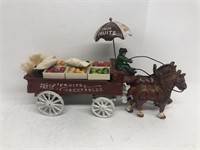 Cast iron horse and vegetable cart