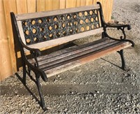 Park bench, wood & cast-iron