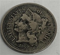 1867 US 3-cent coin