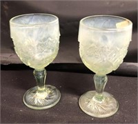 Vaseline glass goblets