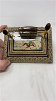 IRANIAN HAND PAINTED BONE PEN HOLDER