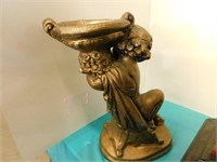 CHALKWARE CHERUB CANDLE HOLDER HAS CHIPS,