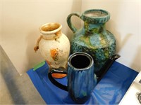 BLUE MOUNTAIN COFFEE POT NO LID, BLUE GREEN JUG,