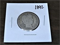 1892 Barber Quarter Dollar