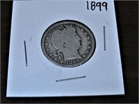 1899 Barber Quarter Dollar - F-XF Grade