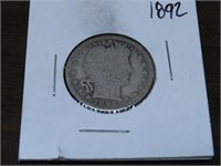 1892 Barber Quarter Dollar